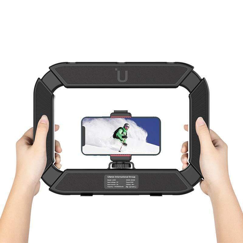 Ulanzi อุปกรณ์แหวนไฟวิดีโอ LED มือถือ U200, แท่นขุดเจาะกล้องสมาร์ทโฟนมีไฟสองสี2500-8500K CRI + 95แฟลชวิดีโอ
