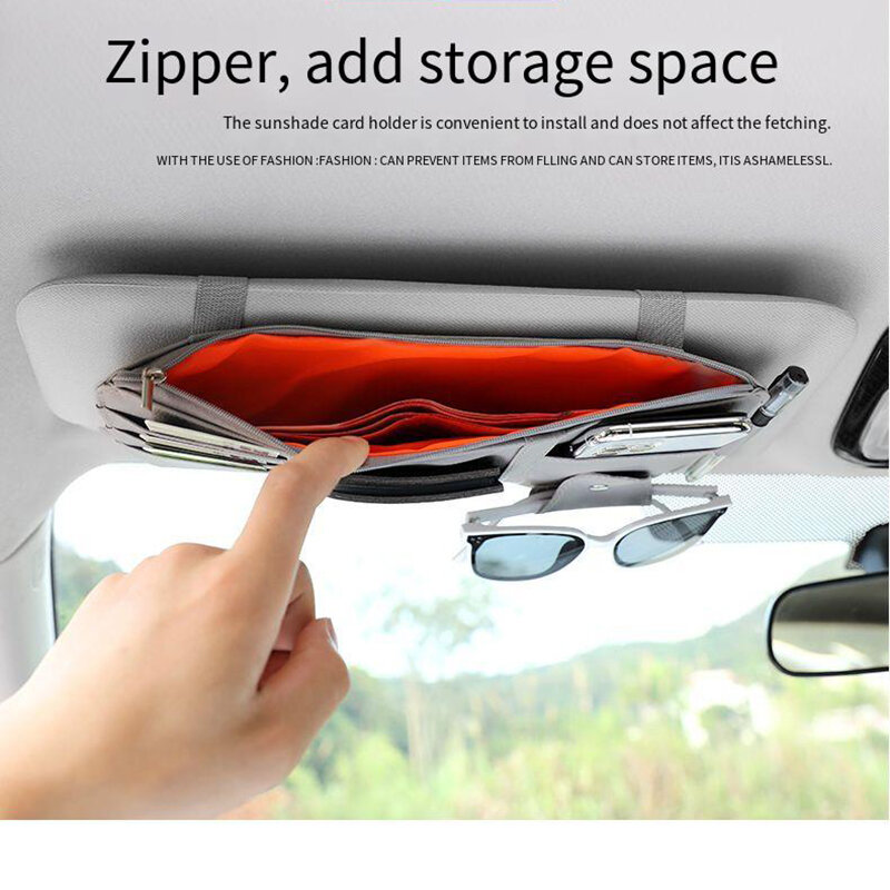 Car Sun Visor Bill Pen Credit Card Holder Sunglasses Clip CD Organizer Storage Box Stowing Tidying Car Accessories