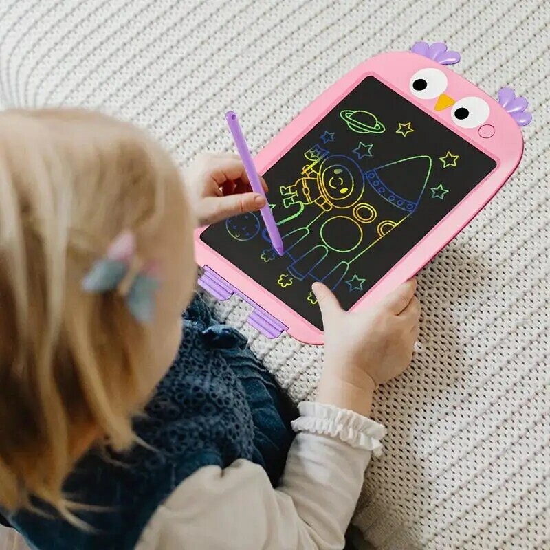 แท็บเล็ตบอร์ดเขียนด้วยจอ LCD กระดานวาดรูปสำหรับเด็กวัยหัดเดินของเล่น12นิ้วแท็บเล็ตวาดภาพหน้าจอสีสันสดใสสำหรับเด็กวัย3-8ขวบการเดินทางของเด็ก
