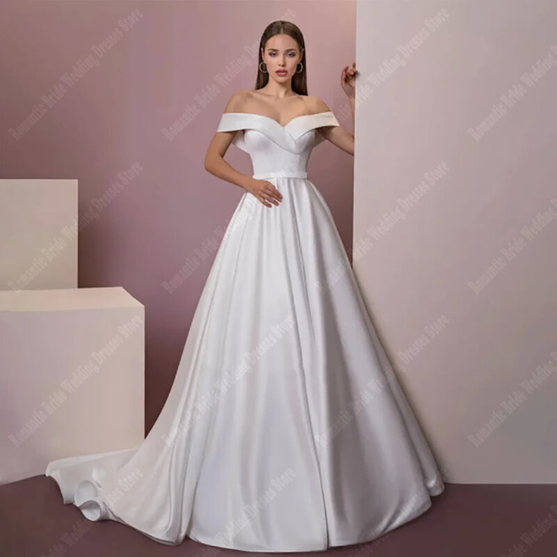 Off Shoulder Plus Size Wedding Dresses 2024 popular Long Train Court Skirt Hem For Women Newest Listing Mariage Vestido De Noive