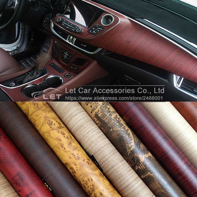 عالية الجودة ذاتية اللصق الفينيل الخشب الحبوب محكم سيارة التفاف ملصقات السيارات الداخلية خلفية الخشب والأثاث ورقة الحبوب