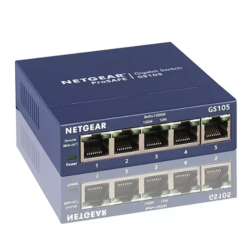 Коммутатор Netgear GS105 гигабитный, 5 портов, 10/100/1000 Гбит/с, полоса пропускания 10 Гбит/с