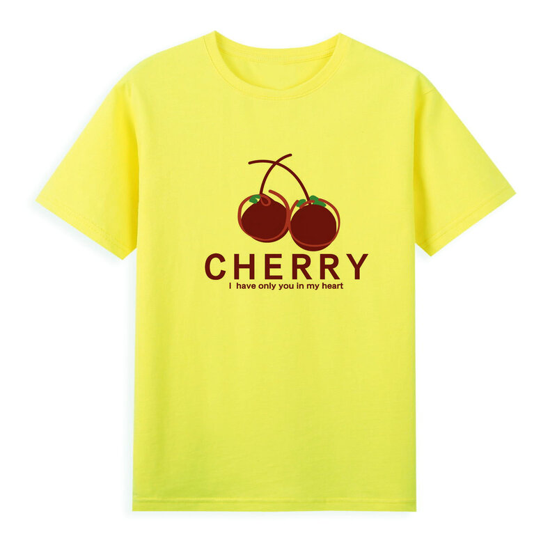 Красивая футболка с принтом вишни, новый дизайн, Мультяшные летние рубашки, дышащая хлопковая Футболка для женщин A020