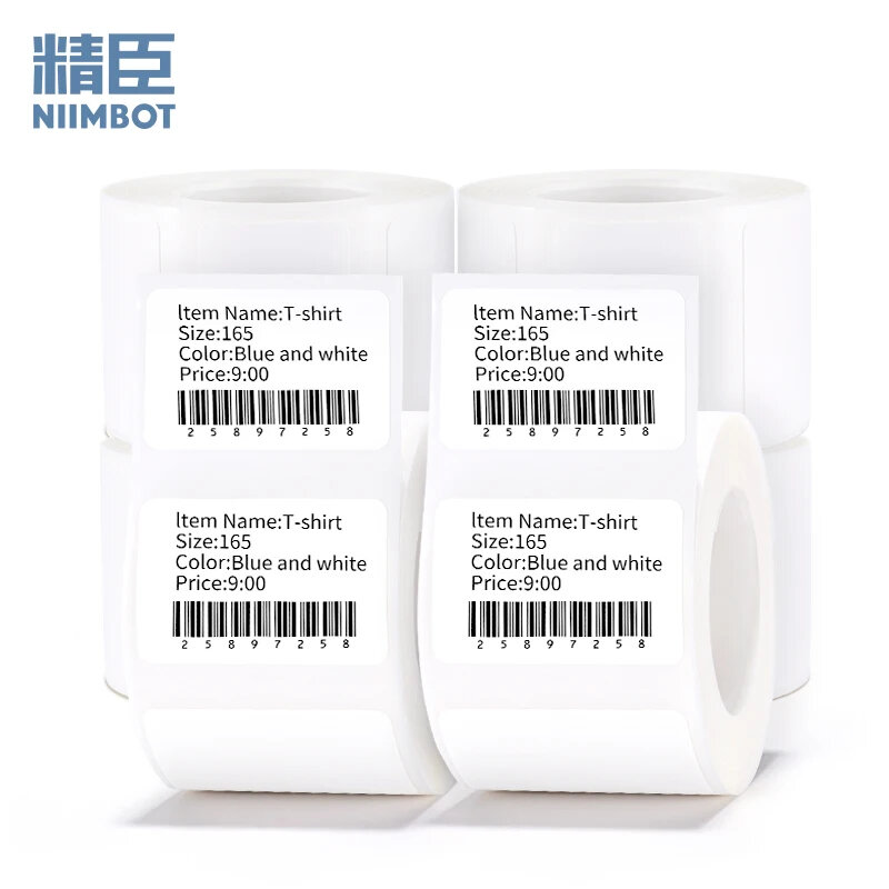 Рулон бумаги для этикеток Niimbot B21 B1 B3S, рулоны белых наклеек для принтера, рулоны рулонов водостойких и маслостойких клейких этикеток