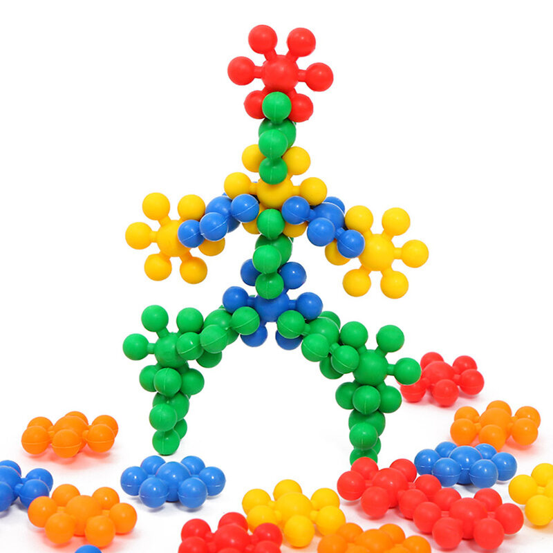 3D Snowflake Building Blocks para crianças, Plum Blossom Bricks, brinquedos educativos, quebra-cabeça de bloqueio DIY, 60pcs