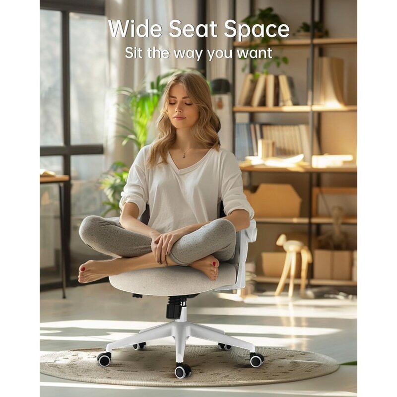 Office Chair, Desk Chair with Flip-Up Armrests and Saddle Cushion, Ergonomic Office Chair with S-Shaped Backrest