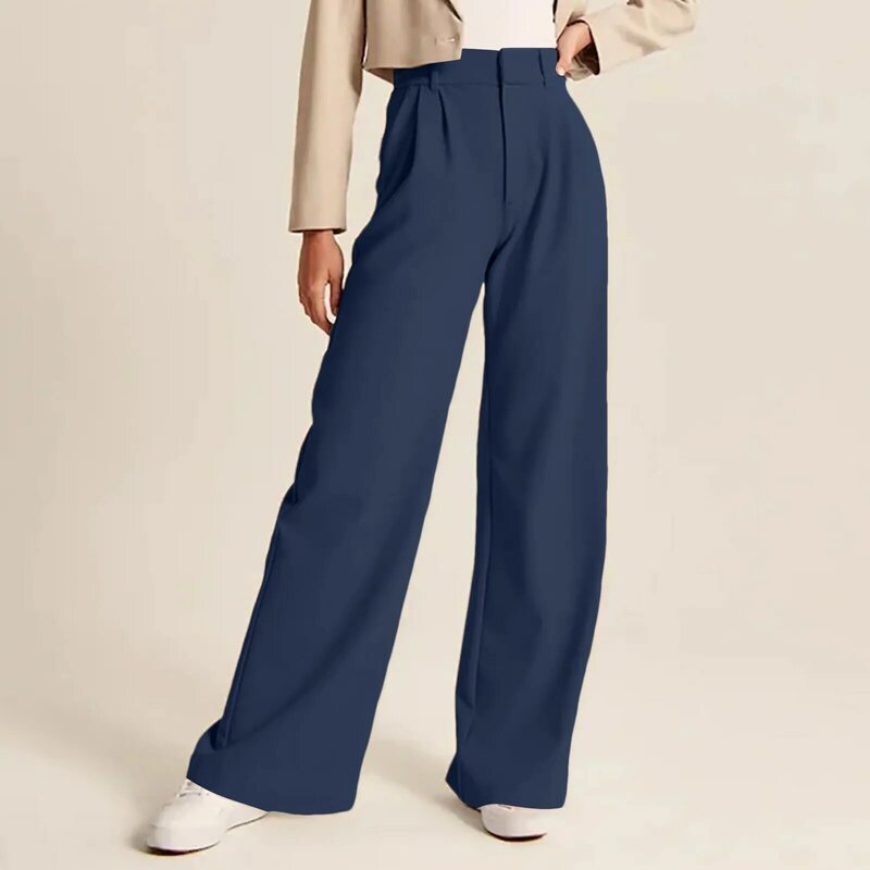 Chic High Waist Wide Leg Pants for Women New Loose Straight Trousers Spring Fall Buttons Casual Pants Female 2024 Office Lady