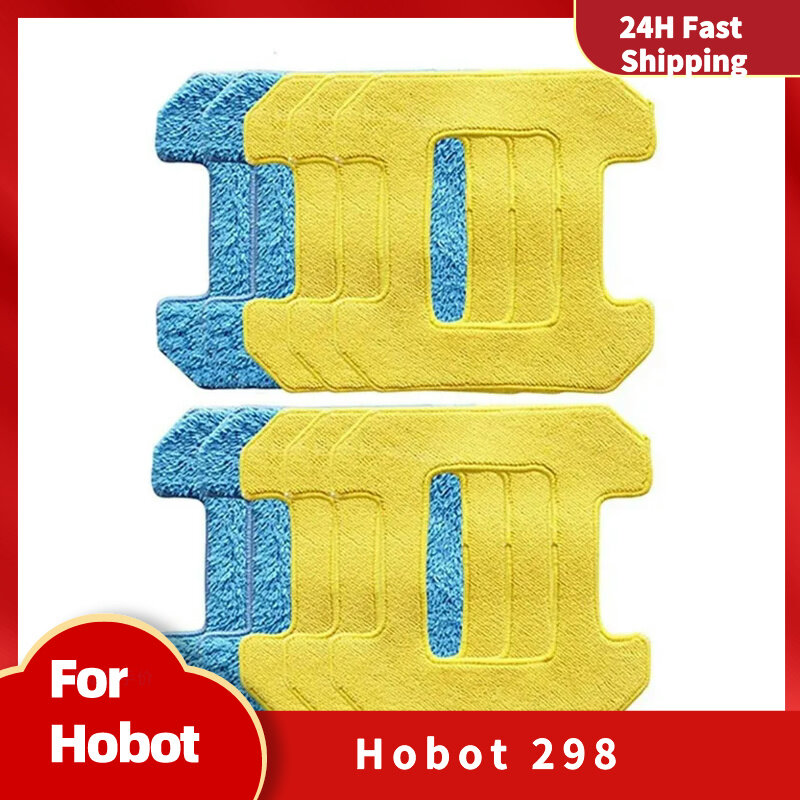 10 Buah Bantalan Pel Gosok untuk Hobot 298 Aksesori Robot Pembersih Jendela Kain Mikrofiber Bahan Pembersih Basah + Kering