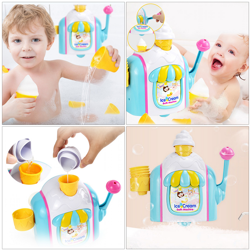 Mainan mesin gelembung es krim, mandi bayi aksesoris bermain peniup