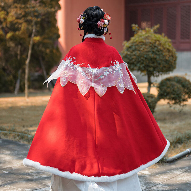 Mantel Musim Gugur Musim Dingin Hanfu Jubah Putri Mantel Hangat Gaya Cina Oriental Kuno Dinasti Tang Jubah Mantel Ketebalan Peri
