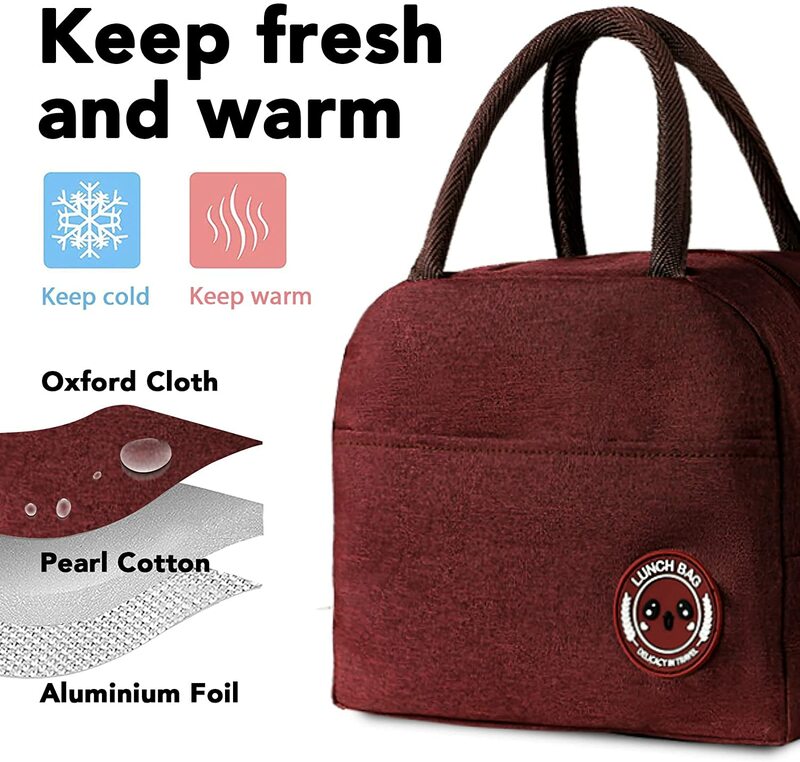 女性のための白いレタリングプリントのランチバッグ,温かい料理または冷たい料理のバッグ,キャンバスハンドバッグ