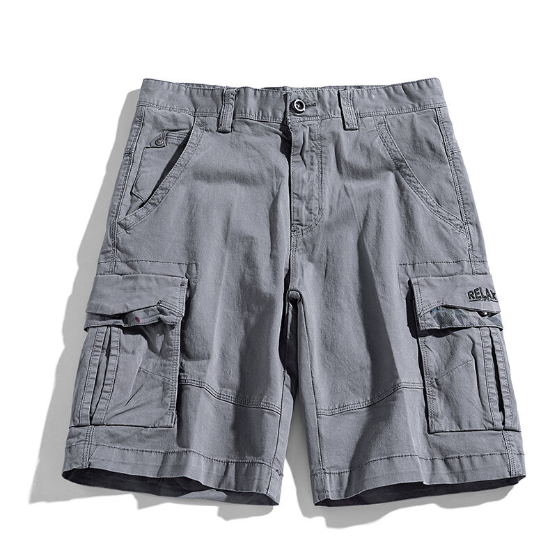 Pantalones cortos de algodón con múltiples bolsillos para hombre, Shorts masculinos informales para la playa, para correr, verano, 2023