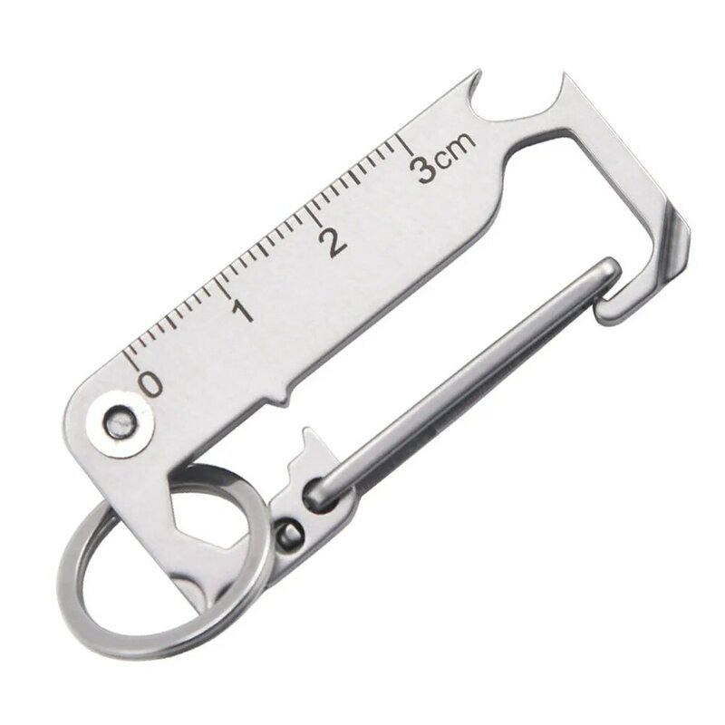 1pc Keychain Multifunctional Keychain Camping Bottle Opener Ruler Outdoor Carry Tool 5.5x2.5x0.78cm 21g Camping Supplies