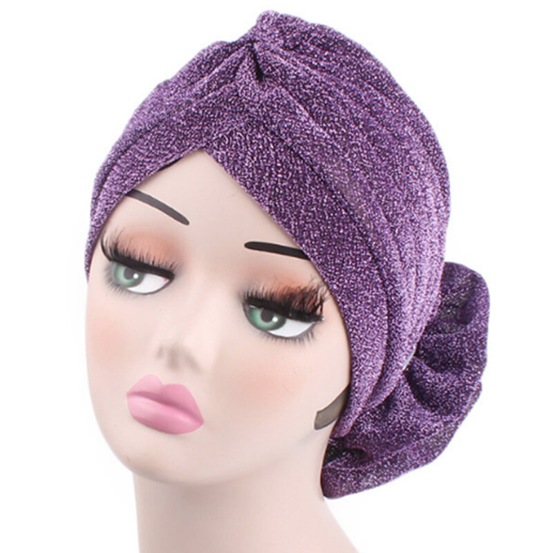 Элегантный Блестящий тюрбан, головной платок, женская накидка на голову, головной платок, хиджаб