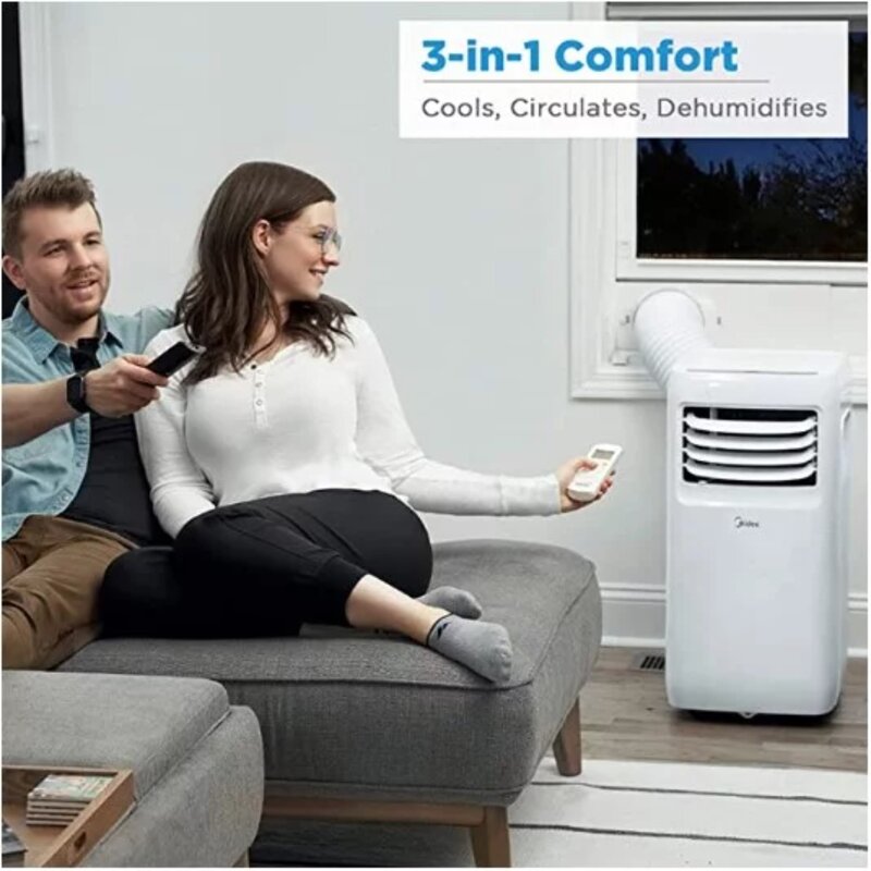 Ar condicionado portátil com controle remoto Comfort Sense, refrigerador até 150 pés quadrados, EUA, 5.000 BTU (8.000 BTU), Novo