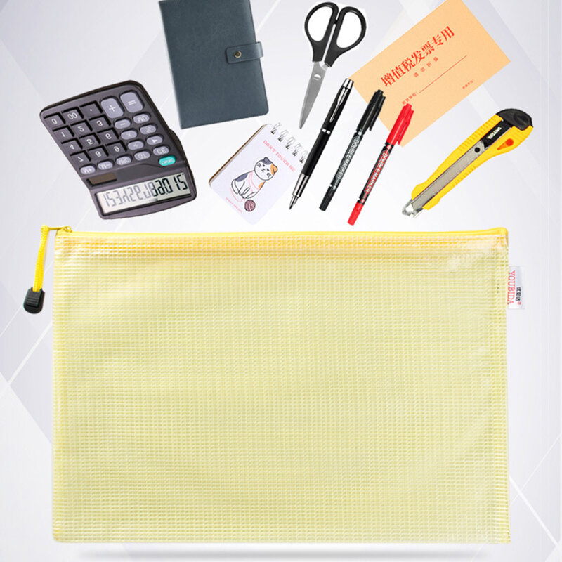 Bolsa de malla con cremallera A6/B8, bolsa transparente de PVC para documentos, carpetas de archivos impermeables, estuche de lápices de papelería, bolsas de almacenamiento, 10 unidades