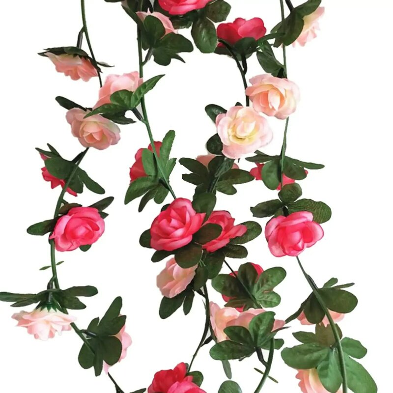 YUEHAO Home Decor fiore ghirlanda fiori di vite appeso cesto artificiale rosa rosa appeso casa fiori artificiali fai da te A