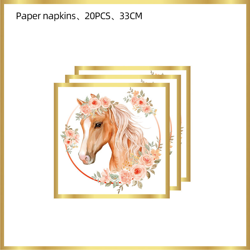 Horse Party Decoration Paper Tableware Horse Party Plates Napkin Cups Horse Birthday Balloon Horse Baby Shower Party Supplies