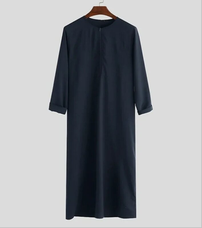 มุสลิม Robe หลวม Jubba Thobe Saudi Arab Thobe Kaftan เสื้อคลุมอิสลามสวดมนต์เสื้อผ้าซิปลำลองเสื้อผ้า