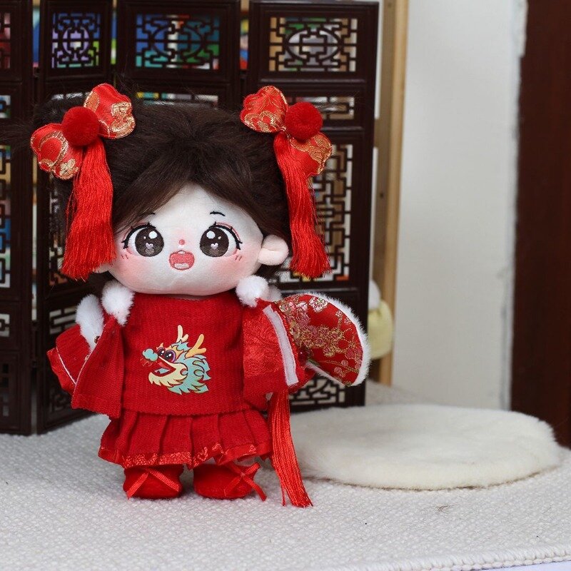 Muñeca de algodón de 20cm, muñeco de peluche original de Año Nuevo, ropa festiva para Festival de Primavera sin atributos