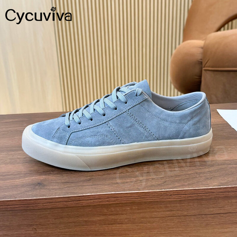 New Lace Up Sneakers Men Spring Autumn Suede Leather Platform Flat Casual Shoes For Men Comfortable Brand Daddy Shoes Male