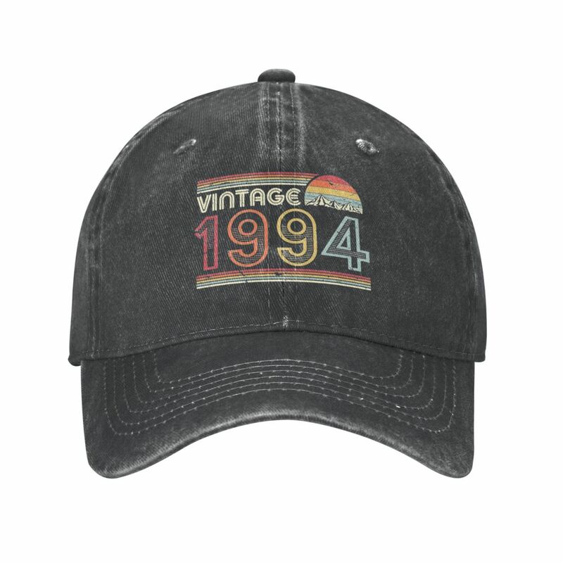 Topi bisbol Retro 1994 untuk pria wanita, topi olahraga luar ruangan, topi matahari dicuci Denim Distressed, topi Baseball hadiah ulang tahun motif Vintage