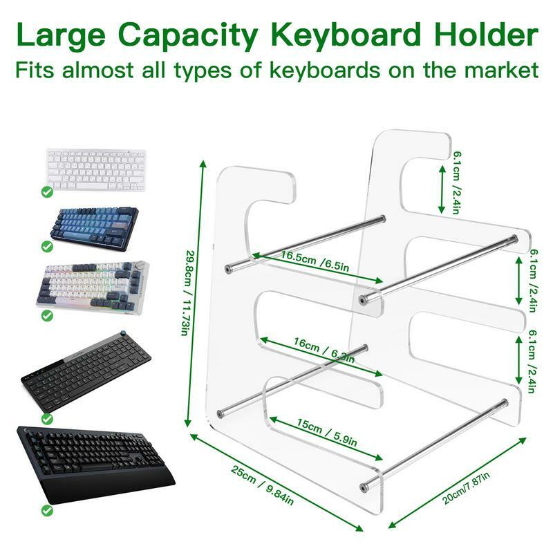 Acrylic Keyboard Stand 3 Tier Acrylic Display Stand Mechanical Computer Keyboard Stand Shelf Display Stand Holder Tray For Home