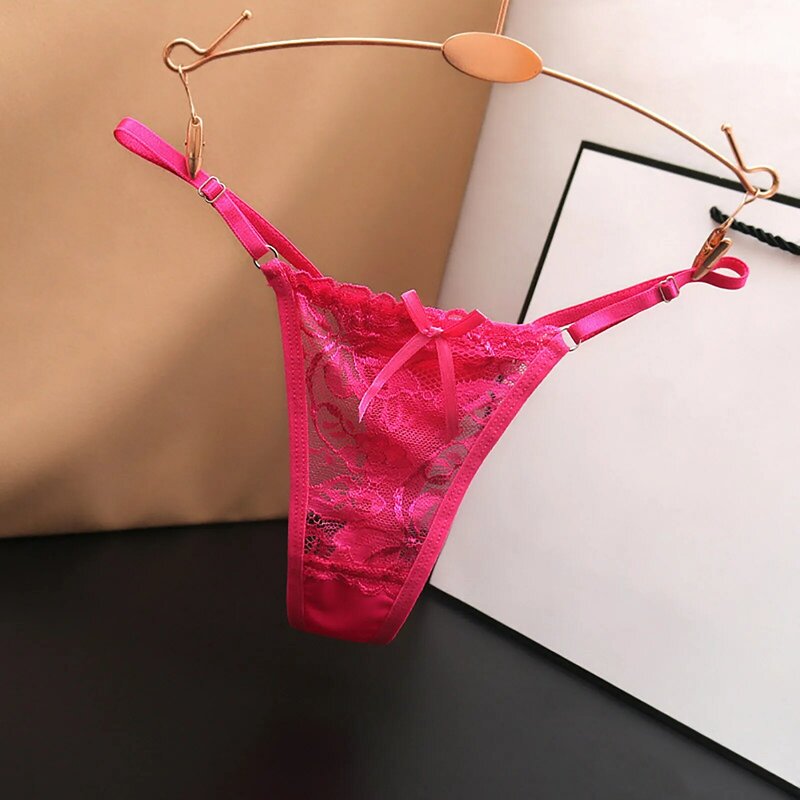 Lace Thong Calcinhas Mulheres Sexy Perspectiva Underwear Cintura Baixa Fina Strap Thongs Bow Ladies Briefs Lingere Confortável G-string