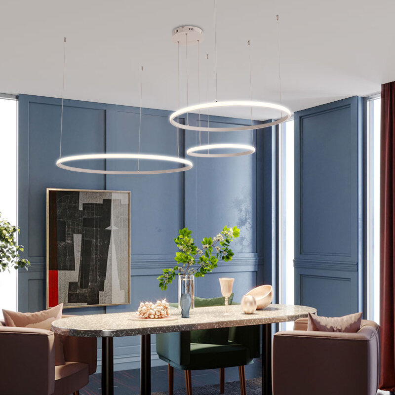 Plafonnier LED suspendu circulaire au design moderne, éclairage d'intérieur, luminaire décoratif de plafond, idéal pour un salon ou une chambre à coucher
