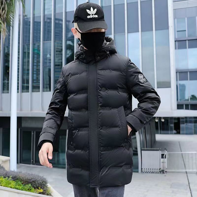 Piumino uomo di media lunghezza 2023 inverno nuova giacca calda spessa con cappuccio stile coreano per il tempo libero Trendy All-Matching Coa Tmen capispalla
