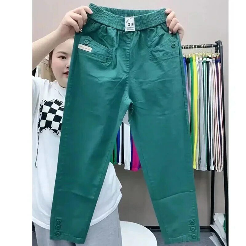 Women Cotton Linen Harun Pants Summer Loose New 2023 Ladies High Waist Versatile Thin Slim Casual Pants Female Nine-Point Pants