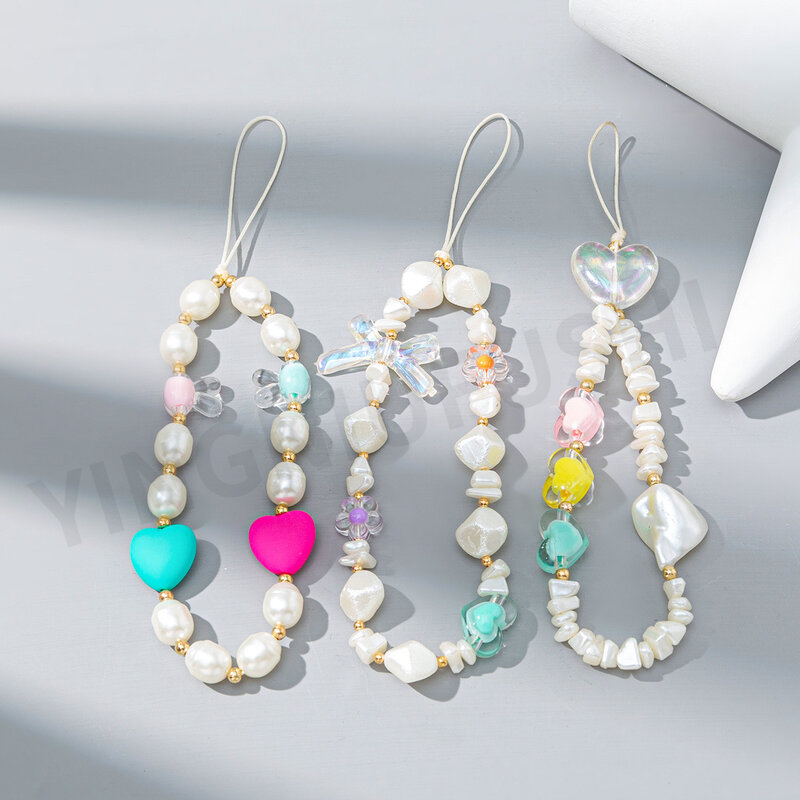 Special-shaped Pearl Mobile Phone Chain Pendant Design Beaded Mobile Phone Rope Wholesale