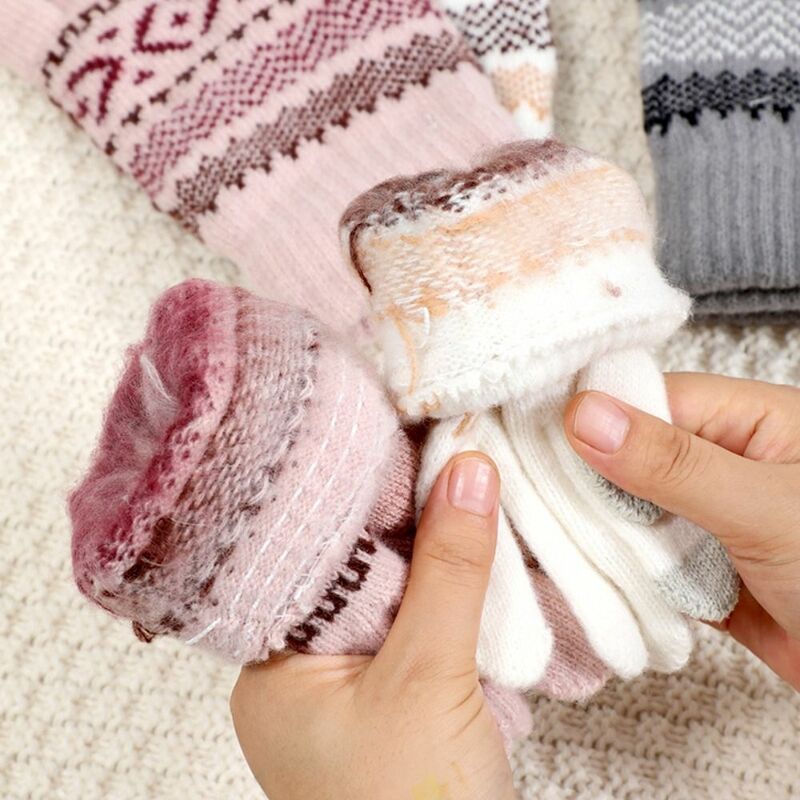 Autumn Winter Thicken Warm Gloves for Women Men Touchscreen Knitted Wool Mittens Unisex Full Finger Guantes Hands Warmer Unisex