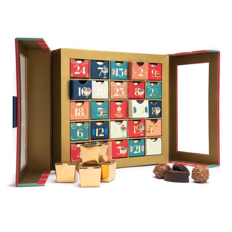 Op Maat Gemaakte Producten Groothandel Luxe 12 24 Dagen Kartonnen Lade Cadeau Chocolade Verpakking Custom Adventskalender Doos