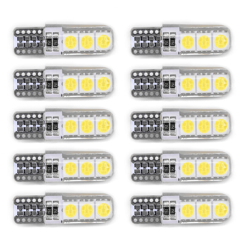السوبر مشرق توفير الطاقة لوحة ترخيص مصباح ، سيليكون قذيفة ، الأبيض ، 12 فولت ، تيار مستمر ، T10 ، 194 ، W5W ، سيارة T10-5050-6SMD