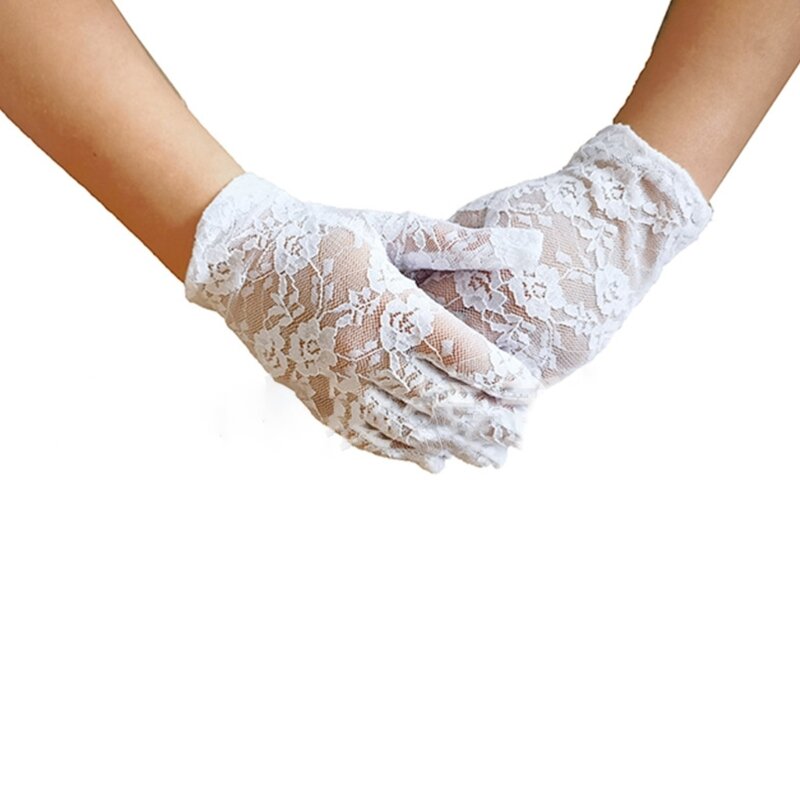 Sexy Elastic Lace Gloves with Floral Pattern Elastic Cuffs Stage Performances Elegant Wedding Party Women Lace Gloves HXBA