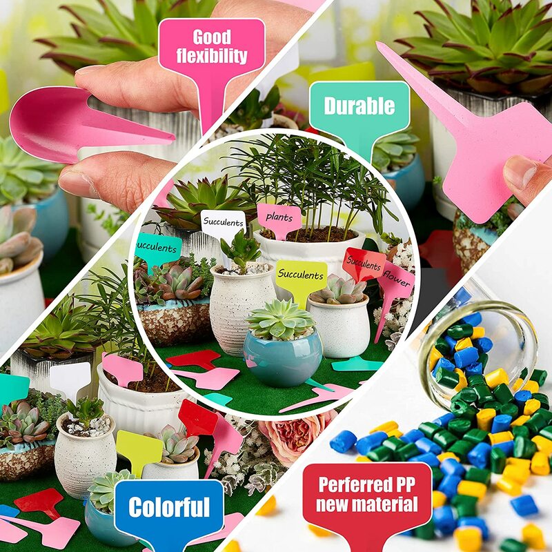 Etiquetas de plástico para plantas, etiquetas de jardín tipo T de 100 "x 4"/ 6x10cm, impermeables, 6 colores, 50/500/2,4 Uds.