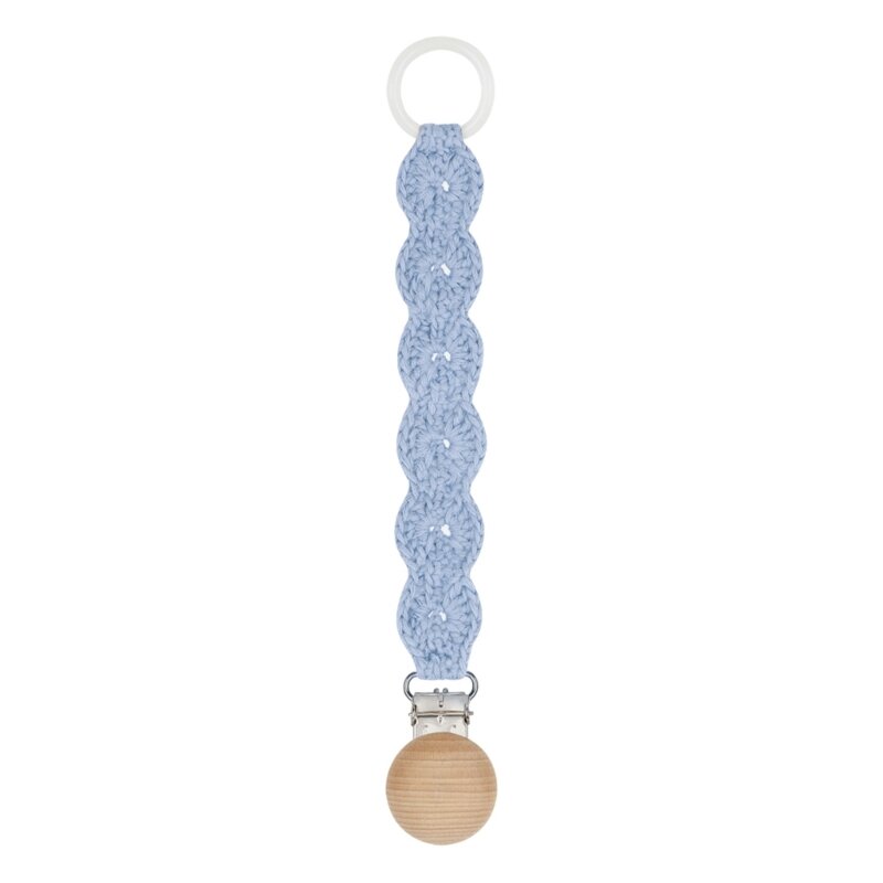 Practical Nipple Holder Baby Pacifier Clip Chain Handmade + Metal Elegant Nipple Leash Strap Lovely Knitting