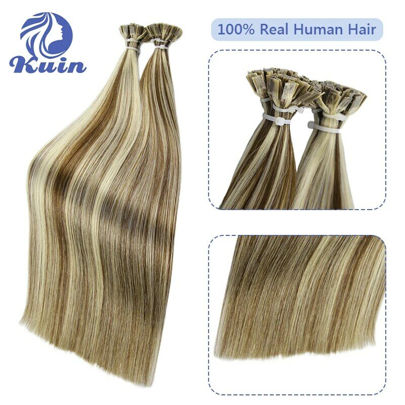 Ekstensi rambut manusia lurus Fusion ujung datar kapsul Keratin 1g/untai 50 buah 26 inci ekstensi rambut alami warna pirang Ombre