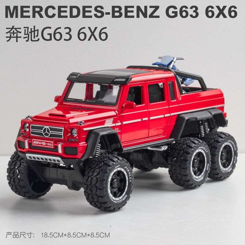 1:28 Diecast Alloy Model Car Bens G63 6X6 AMG Pickup SUV Miniature Metal Off-Road Vehicle for Children Gift Boy Collected Toys