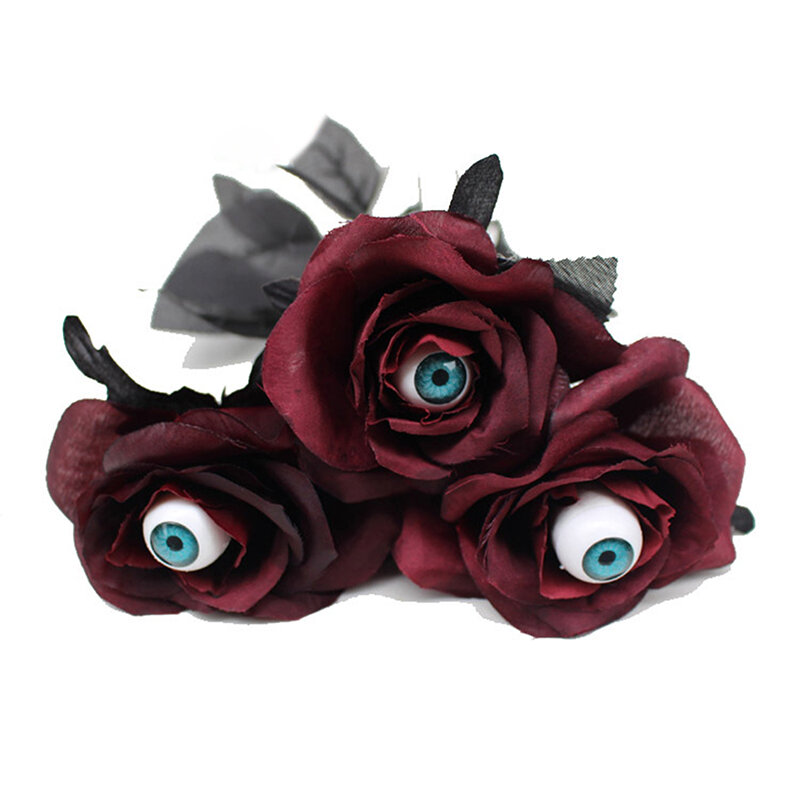공포 꽃 장미 인공 꽃 안구 할로윈 용품 41cm 검은 가짜 꽃 코스프레 의상 액세서리