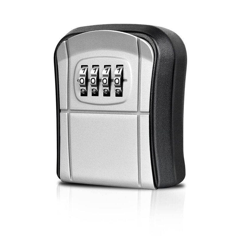 Wall Mounted Mini Key Safe Box, Outdoor Key Box, Resettable 4-Digit Number Code, Waterproof Key Box