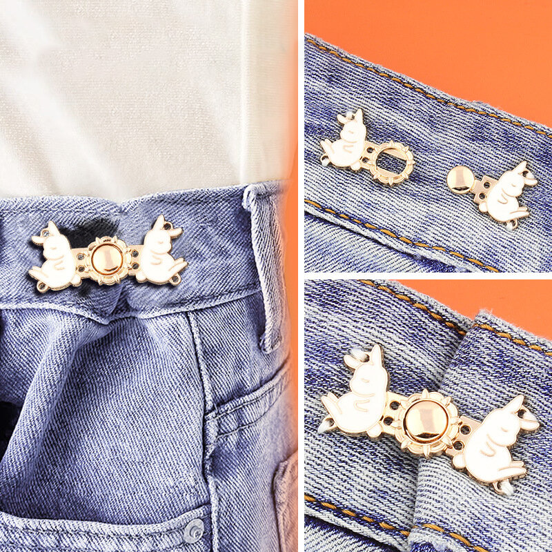1PC Jeans gonna fibbia in vita chiusura in vita stringere bottone in vita spille in metallo staccabili Clip in vita regolabile bottone ornamento