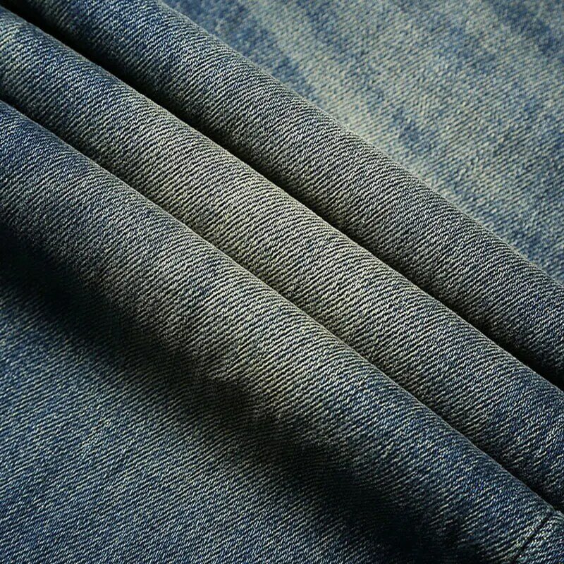 Nowo designerskie modne dżinsy męskie wysokiej jakości sprany niebieski Retro rozciągliwe dopasowanie pasować dżinsy Vintage mężczyzn casualowe spodnie jeansowe Hombre