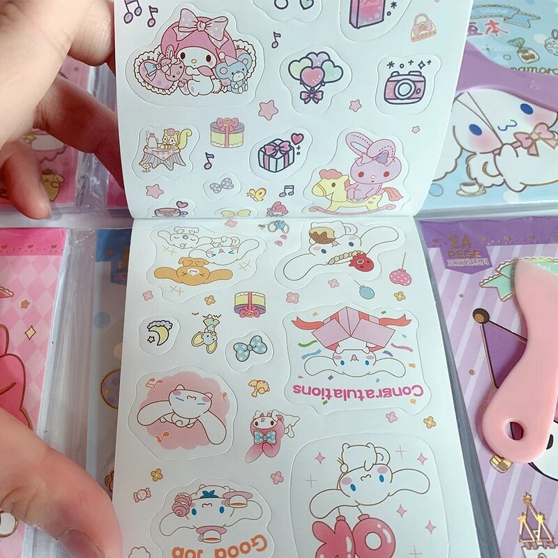 Cute Cartoon Stickers for Kids, Decoração de Conta de Mão, Livro de Adesivos, Kulome Melody, Kuromi, Laptop, Mala, Diário Telefônico, Brinquedos