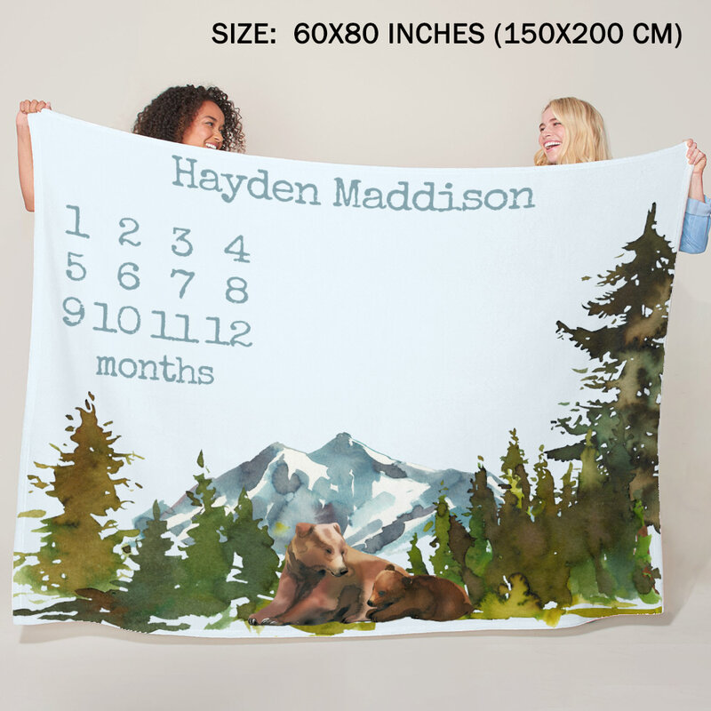 Флисовое одеяло LVYZIHO с изображением лесного леса, приключений, рустикальных дорог, медведя, оленя-30x40 /48x6/60x80 дюймов