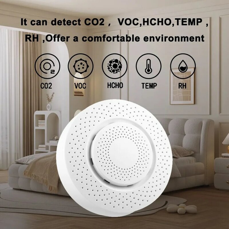 Tuya-Monitor inteligente de calidad del aire, dispositivo con WiFi, formaldehído, VOC, Co2, Sensor Detector de humedad y temperatura del GAS, enlace de escena para el hogar