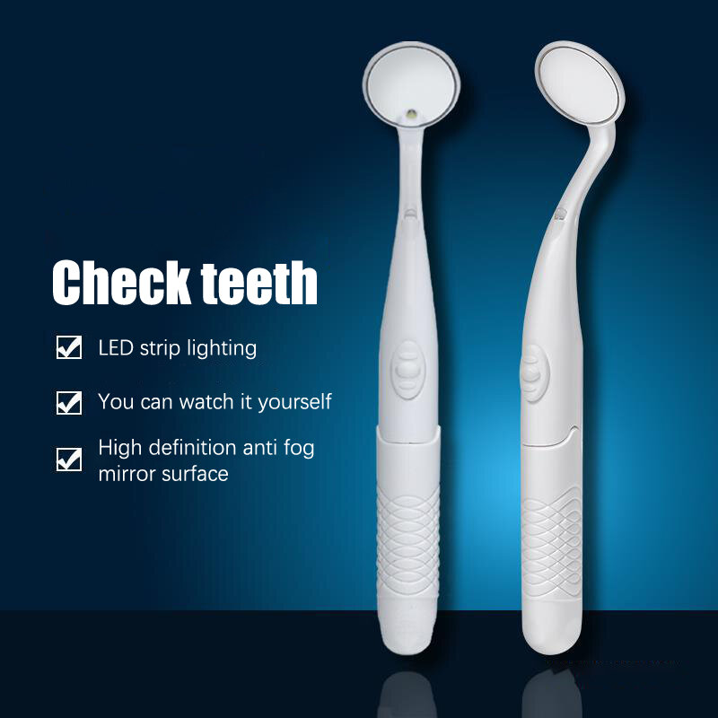 Espelho dental com luz LED, inspecionar instrumento, dentista e verificação oral, super brilhante, anti-nevoeiro espelho da boca, moda dente
