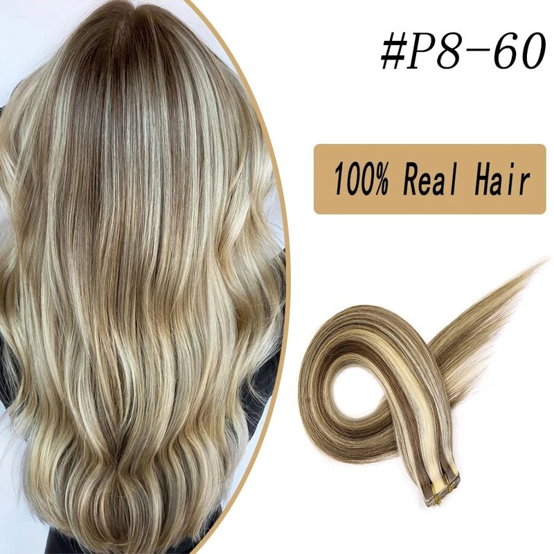 Salon Supply Tape-In Human Hair Extensions Natural Straight 100% Real Brazil Remy Hair Invisibility Extension For White Women