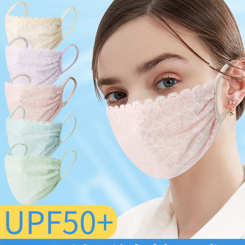 Washable Lace Flower Adjustable Cotton Breathable Dust Cotton Mask Washable Fabric Mask for Adult Mouth Reusable Ice Silk Mask